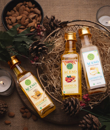 Cold Pressed Oil Combo | Almond, Coconut & Sesame Oil – Aceso