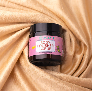 Natural herbal body polisher scrub by Aceso for smooth and radiant skin